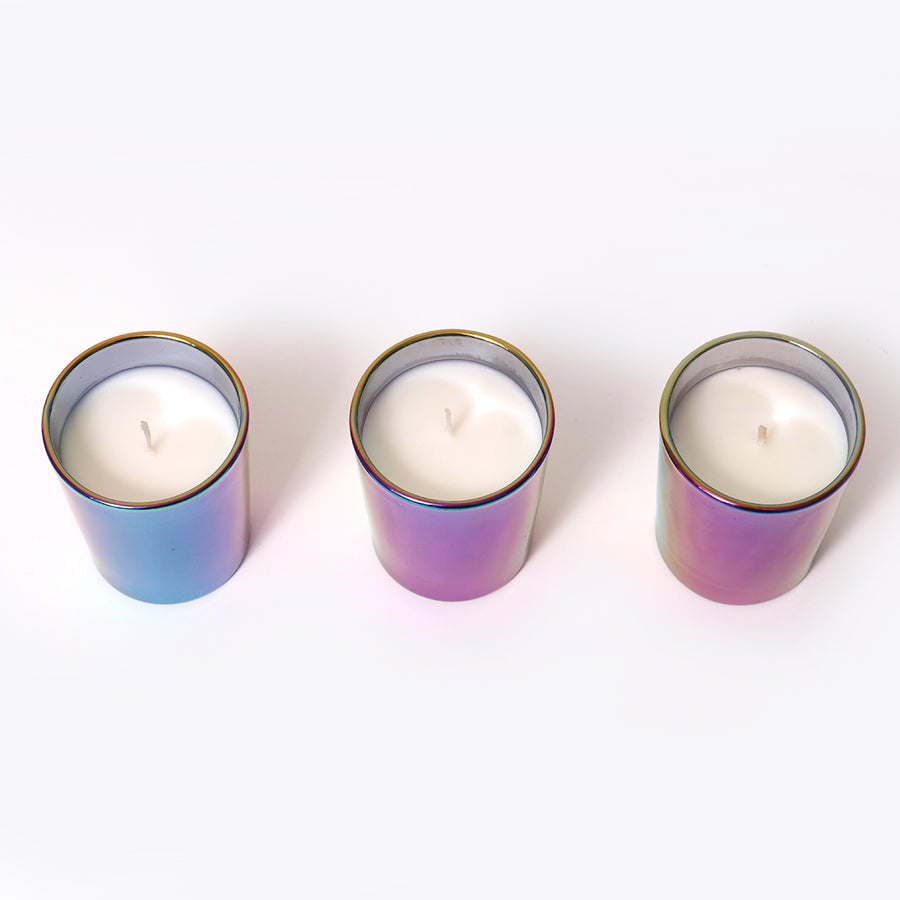 Anagha Iridescent Shot Glass Candle - Pk of 3
