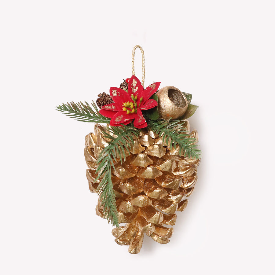 Golden Pine Cone X-mas Ornament
