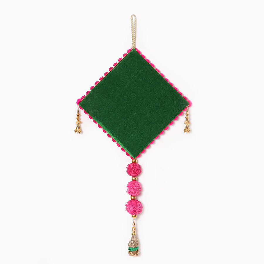 Embellished Green Door Hangings - Set of 2