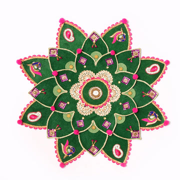 Embellished Green Rangoli Mat