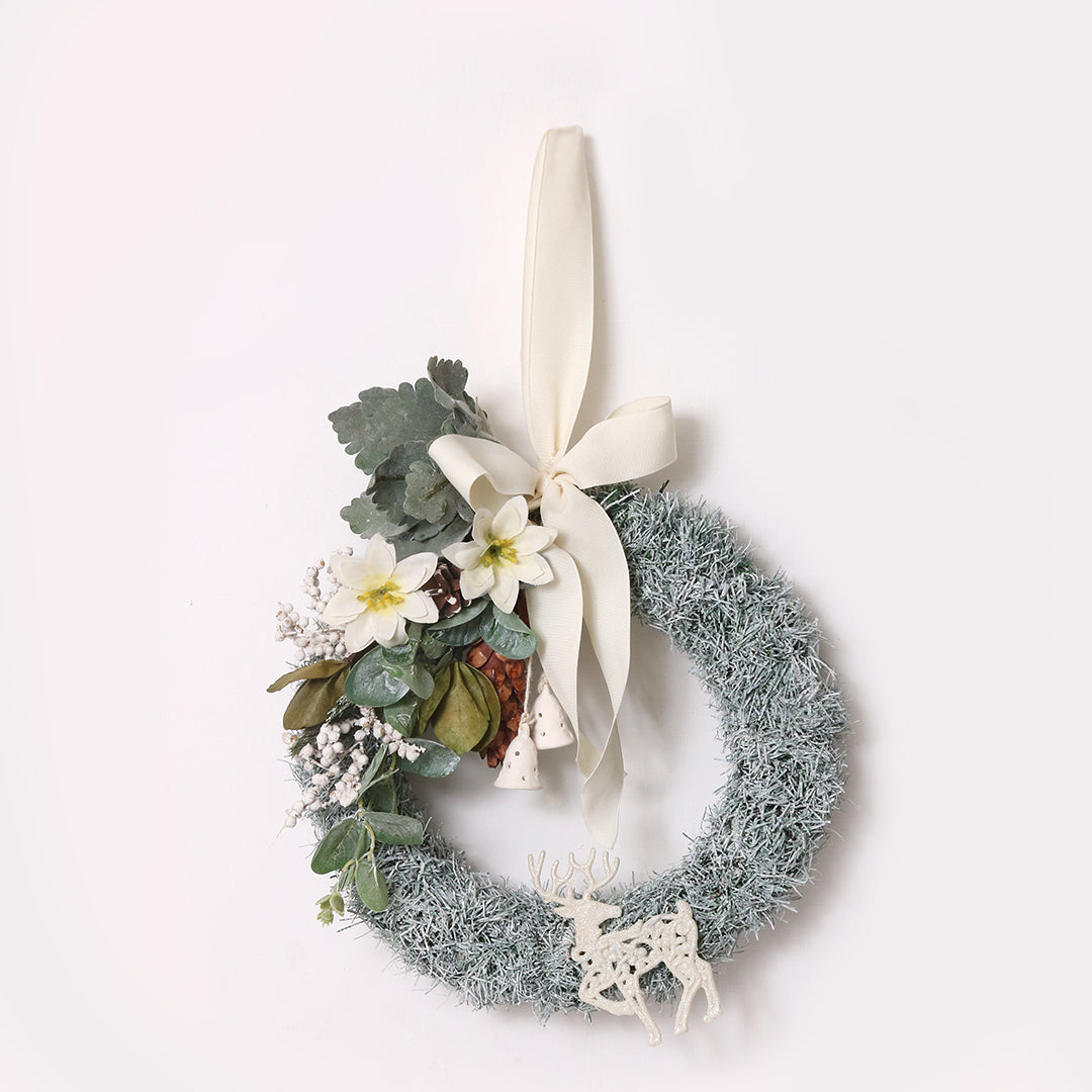 White Ornament Christmas Wreath | Floral Wreath for Holiday Decor
