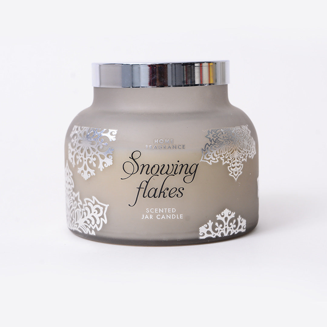 Silver Snow Flake Candy Jar Candle
