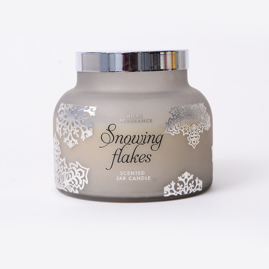 Silver Snow Flake Candy Jar Candle