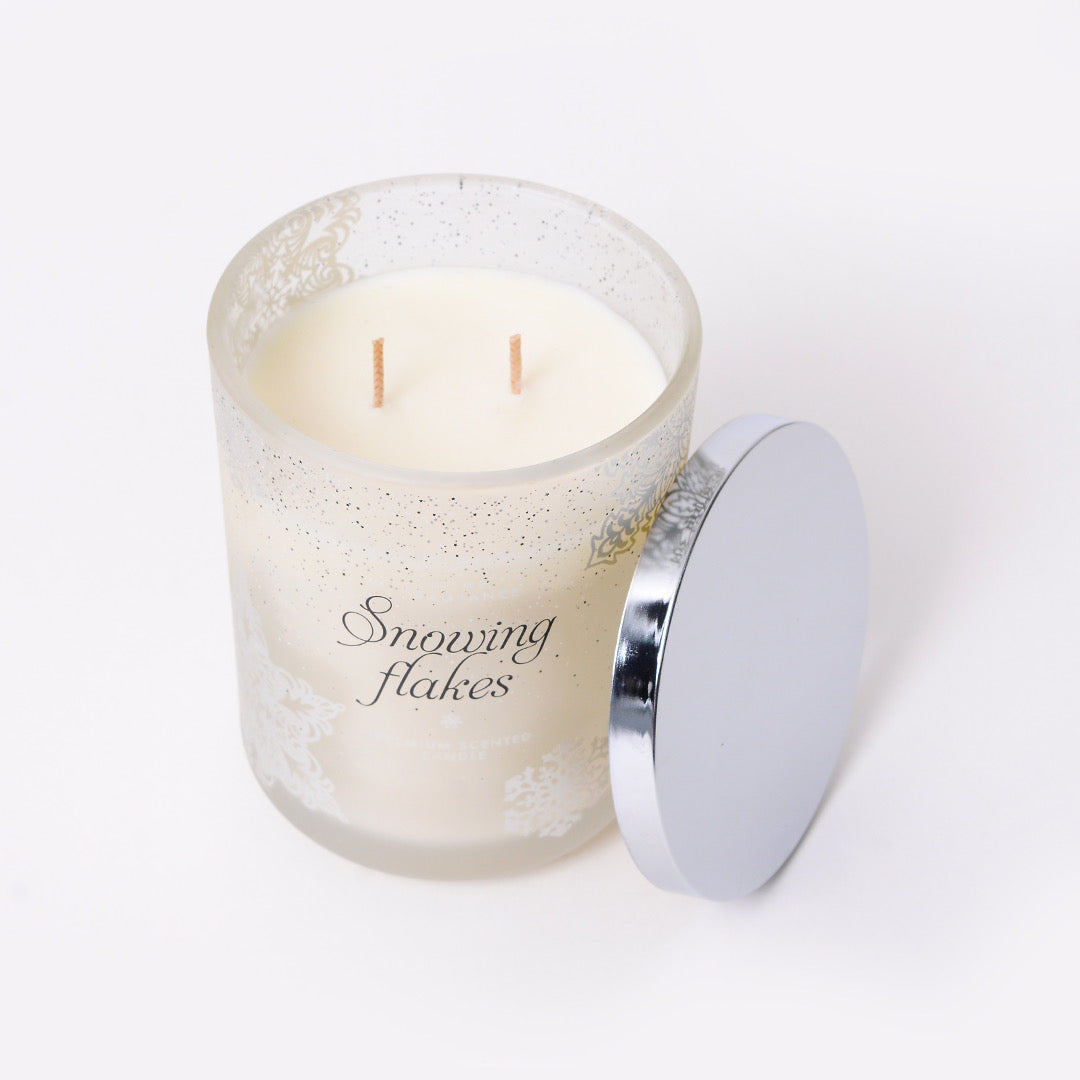 Silver Snow Flake Candle