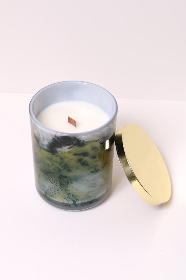 Tuscan Leather Wooden-Wick Candle