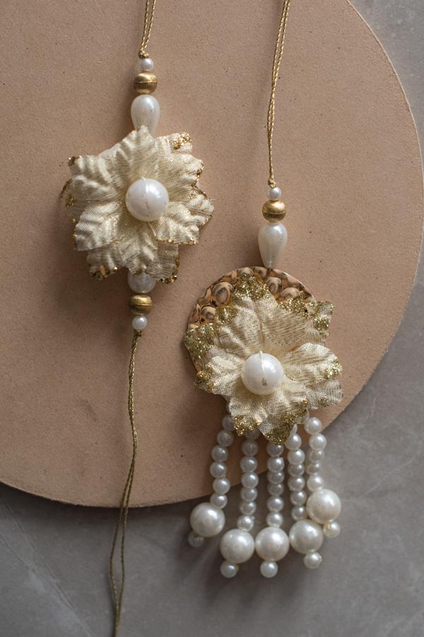 Beige Blossom Couple Rakhi